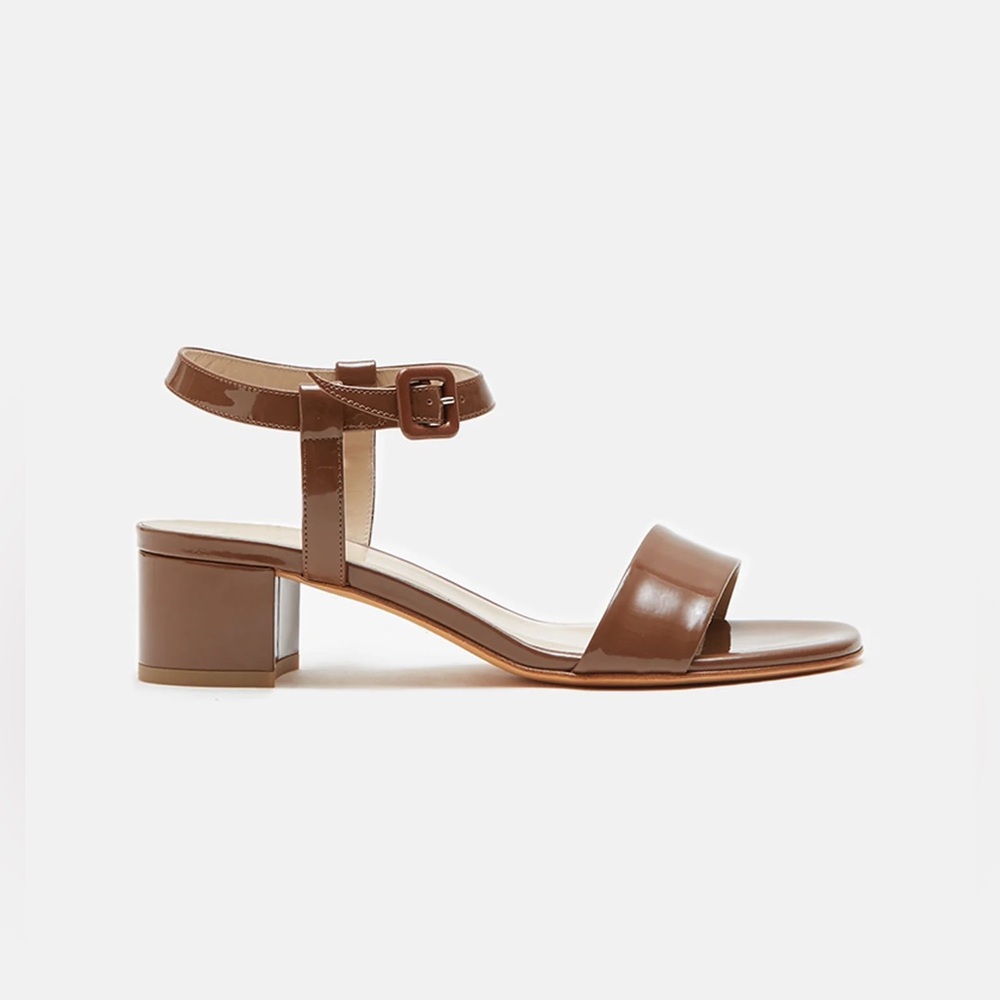 Maryam Nassir Zadeh Sophie Sandal in Brown Patent Leather, size 38.5